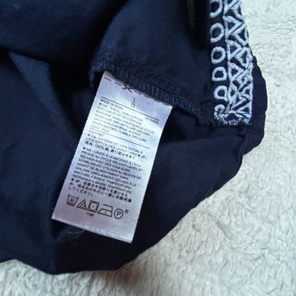 Banana Republic Womens White & Blue Embroidered Top Blouse Large Short Sleeve - Picture 4 of 8